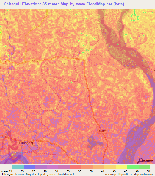 Chhaguli,India Elevation Map