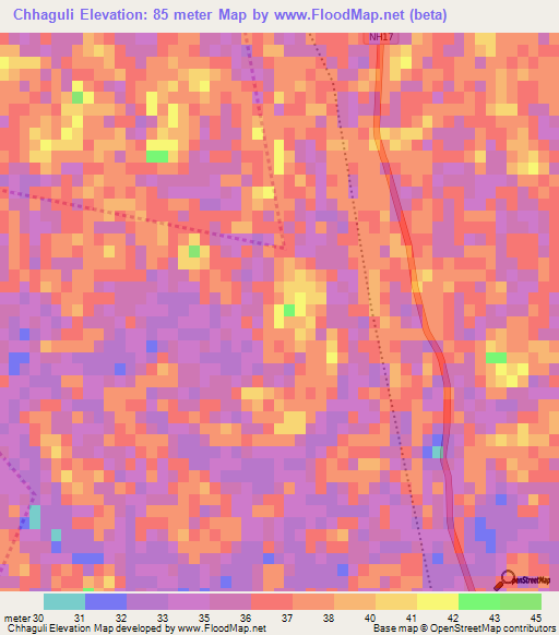 Chhaguli,India Elevation Map