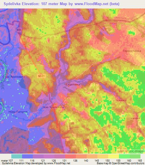 Sydelivka,Ukraine Elevation Map