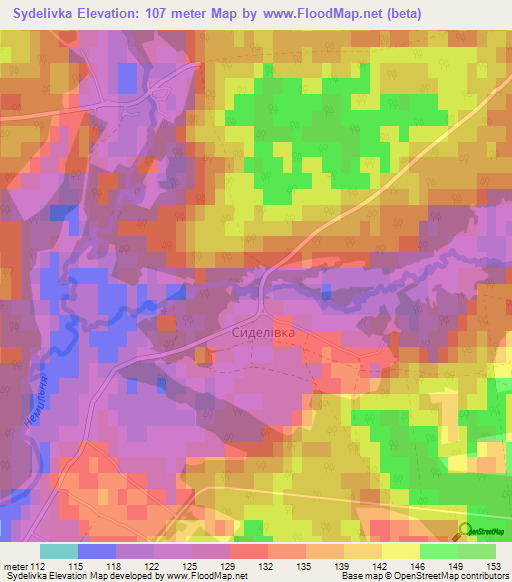 Sydelivka,Ukraine Elevation Map