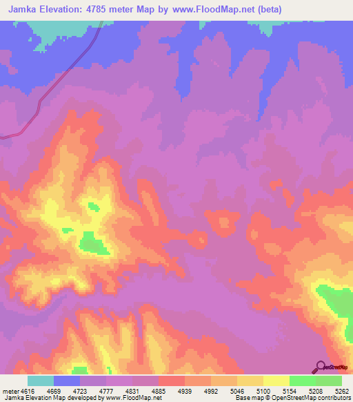 Jamka,China Elevation Map