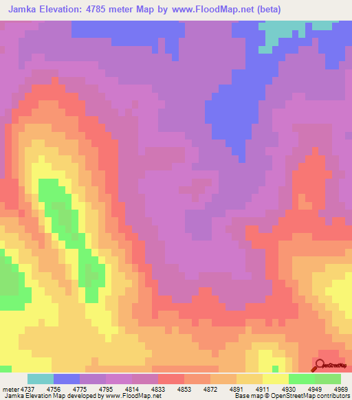 Jamka,China Elevation Map