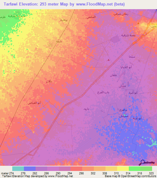 Tarfawi,Syria Elevation Map