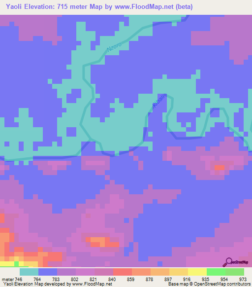 Yaoli,Congo (Kinshasa) Elevation Map