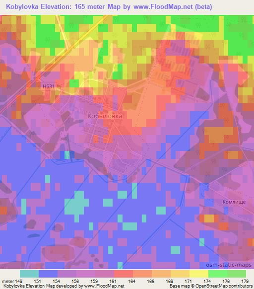Kobylovka,Belarus Elevation Map