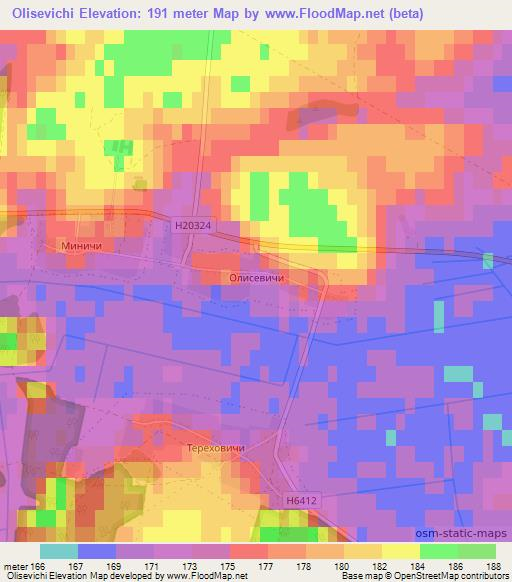 Olisevichi,Belarus Elevation Map