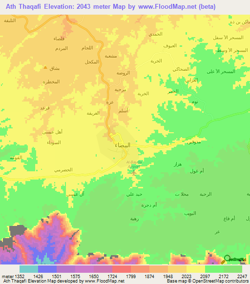 Ath Thaqafi,Yemen Elevation Map