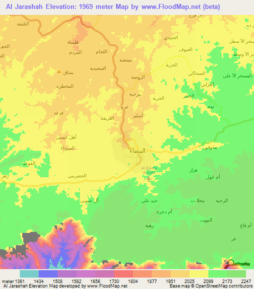 Al Jarashah,Yemen Elevation Map