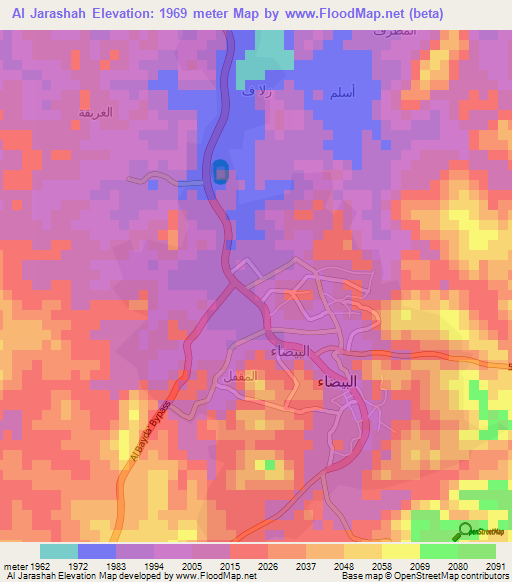 Al Jarashah,Yemen Elevation Map
