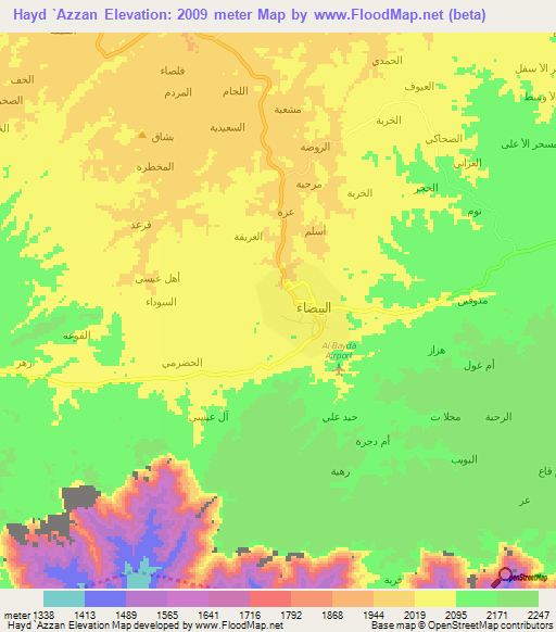 Hayd `Azzan,Yemen Elevation Map