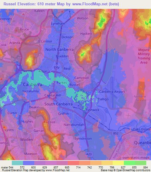 Russel,Australia Elevation Map