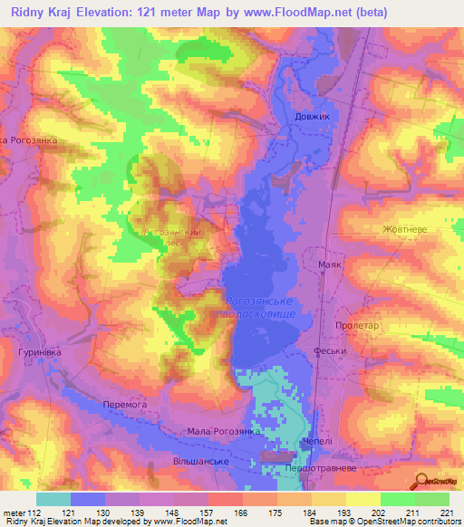 Ridny Kraj,Ukraine Elevation Map