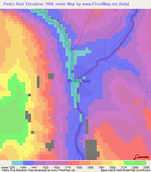 Pedro Ruiz,Peru Elevation Map