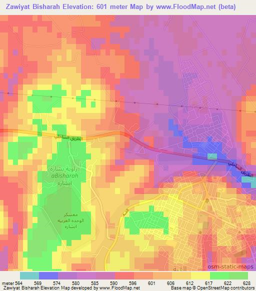 Zawiyat Bisharah,Libya Elevation Map