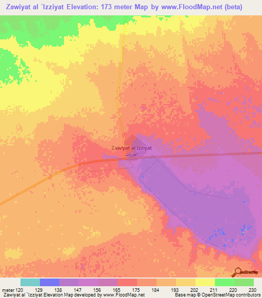 Zawiyat al `Izziyat,Libya Elevation Map
