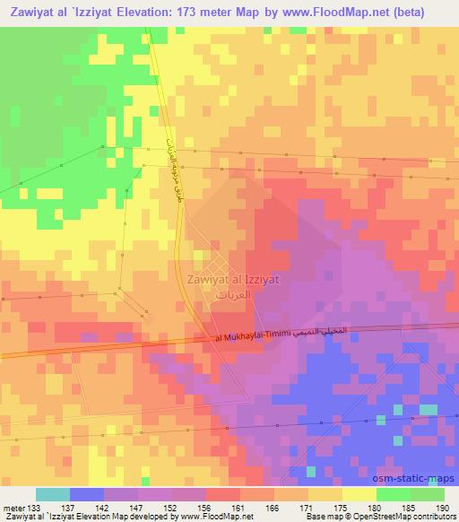 Zawiyat al `Izziyat,Libya Elevation Map
