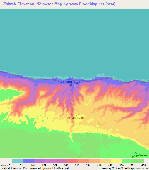 Zahrah,Libya Elevation Map
