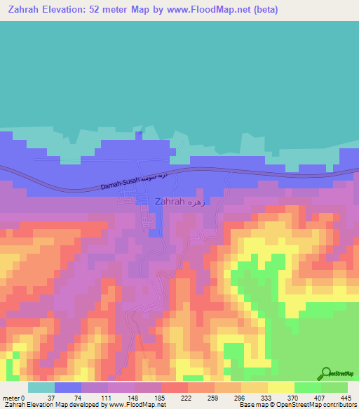 Zahrah,Libya Elevation Map