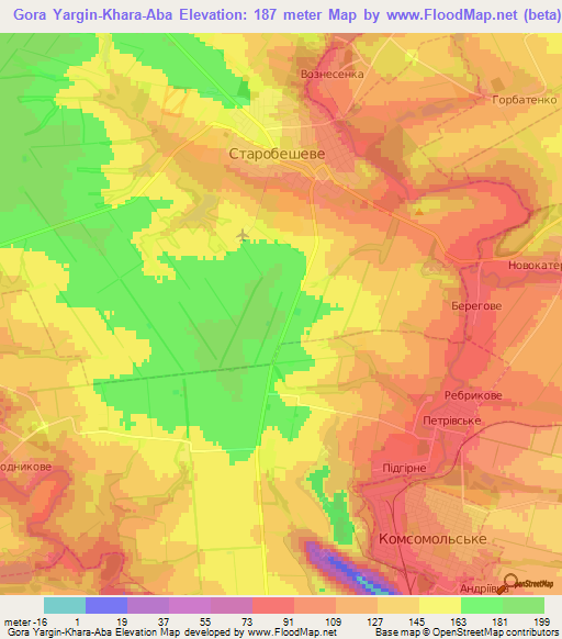 Gora Yargin-Khara-Aba,Ukraine Elevation Map