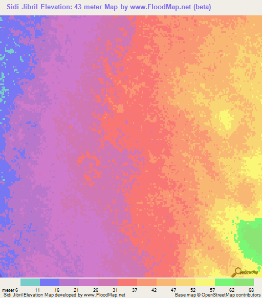 Sidi Jibril,Libya Elevation Map