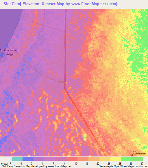 Sidi Faraj,Libya Elevation Map