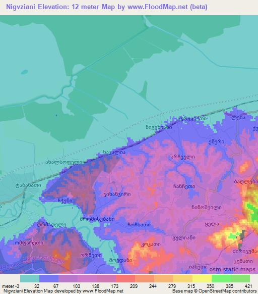 Nigvziani,Georgia Elevation Map