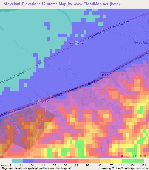 Nigvziani,Georgia Elevation Map