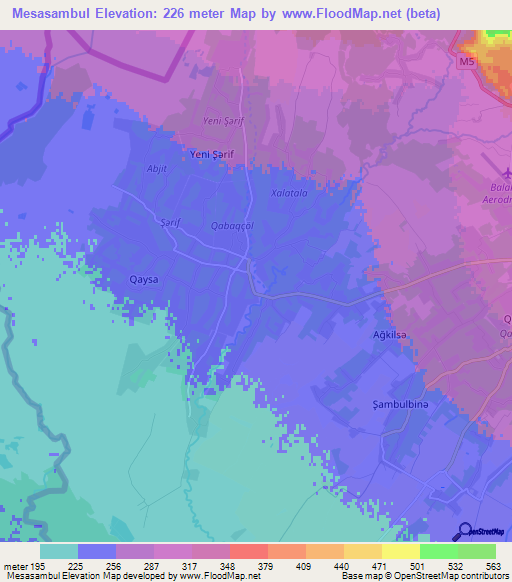 Mesasambul,Azerbaijan Elevation Map