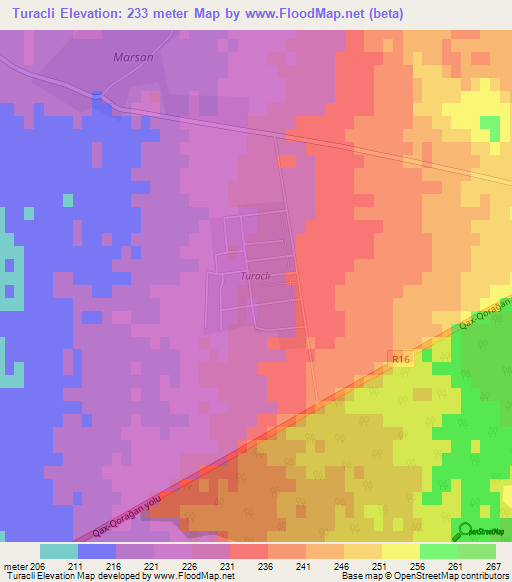 Turacli,Azerbaijan Elevation Map