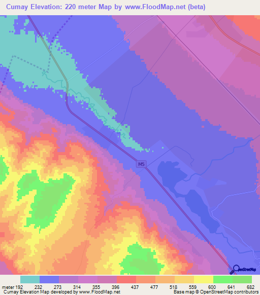 Cumay,Azerbaijan Elevation Map