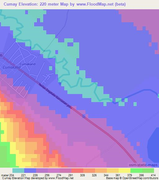 Cumay,Azerbaijan Elevation Map