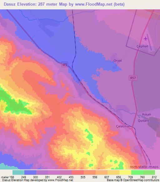 Dasuz,Azerbaijan Elevation Map