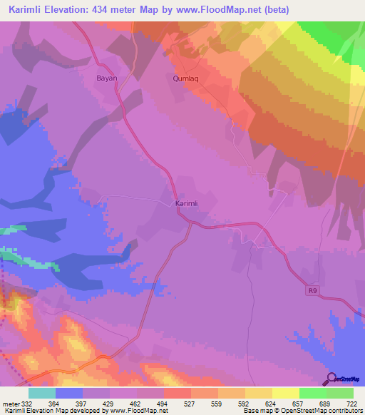 Karimli,Azerbaijan Elevation Map
