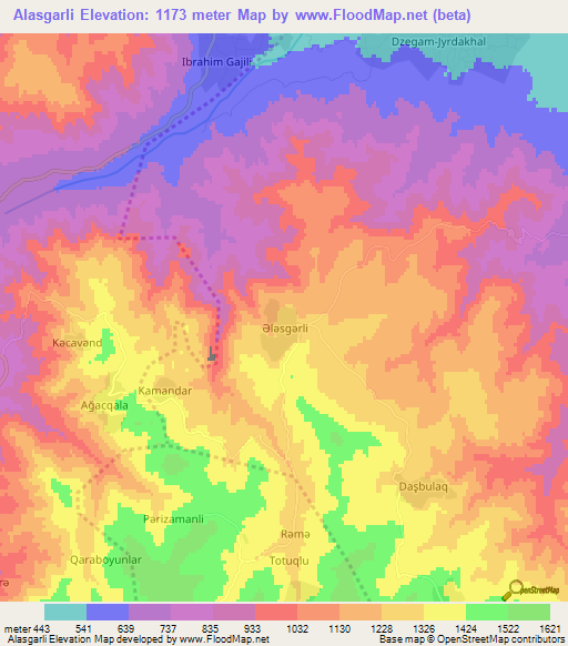 Alasgarli,Azerbaijan Elevation Map