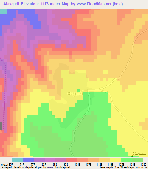 Alasgarli,Azerbaijan Elevation Map