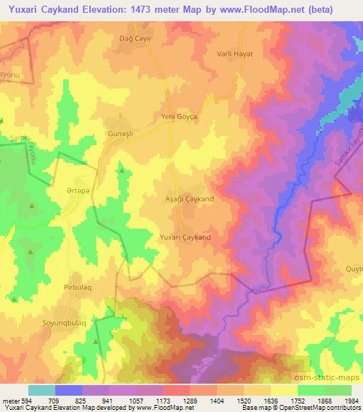 Yuxari Caykand,Azerbaijan Elevation Map