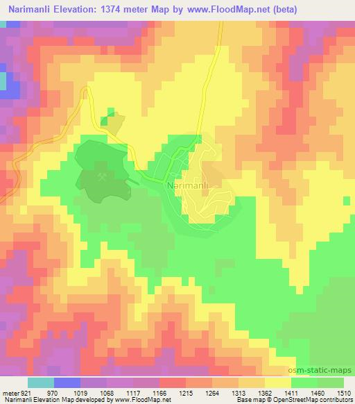 Narimanli,Azerbaijan Elevation Map