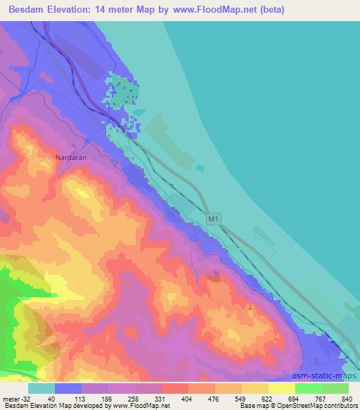 Besdam,Azerbaijan Elevation Map