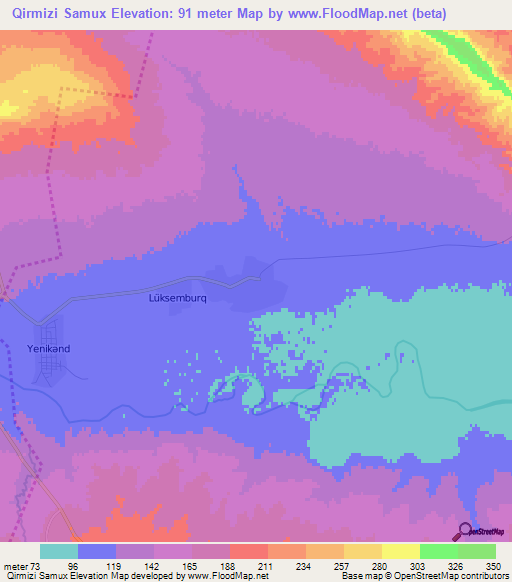 Qirmizi Samux,Azerbaijan Elevation Map