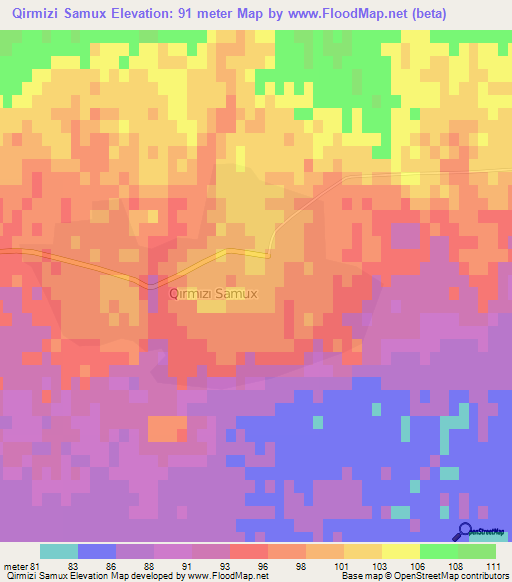 Qirmizi Samux,Azerbaijan Elevation Map