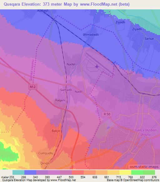 Qusqara,Azerbaijan Elevation Map