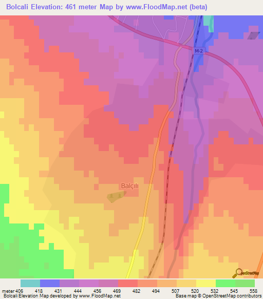 Bolcali,Azerbaijan Elevation Map