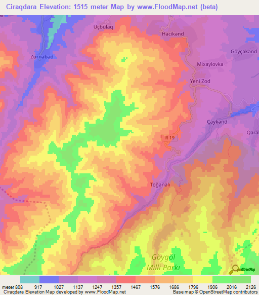 Ciraqdara,Azerbaijan Elevation Map