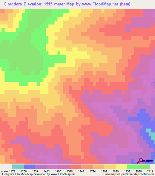Ciraqdara,Azerbaijan Elevation Map