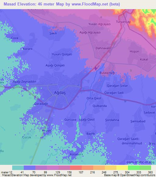 Masad,Azerbaijan Elevation Map