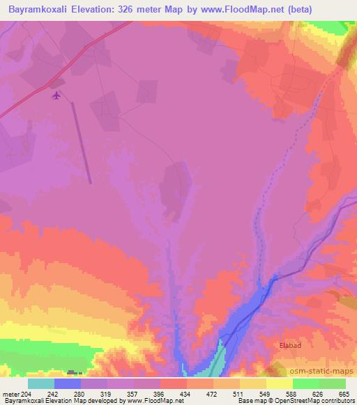 Bayramkoxali,Azerbaijan Elevation Map