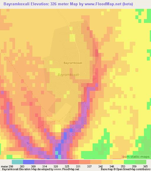 Bayramkoxali,Azerbaijan Elevation Map