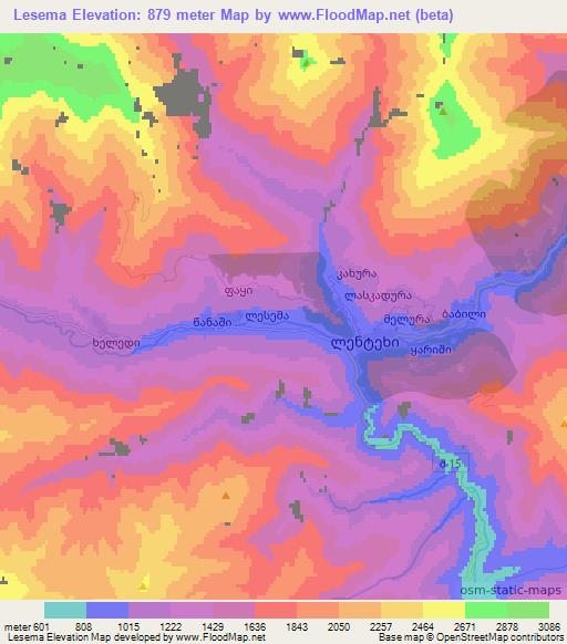 Lesema,Georgia Elevation Map