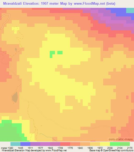Mravaldzali,Georgia Elevation Map