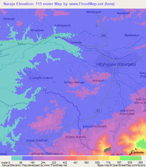 Naruja,Georgia Elevation Map